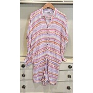 Karlie Striped Kaftan Sleeve Romper Swim Cover Summer Stripe Pink Orange sz S